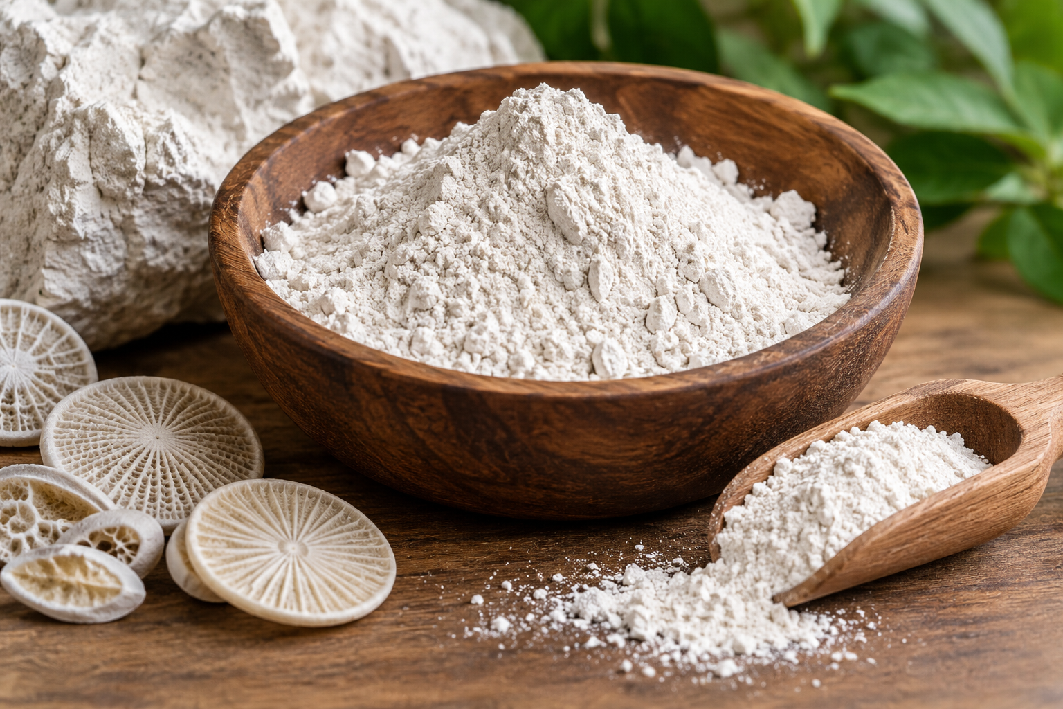Diatomaceous earth natural powder and microscopic diatom structures